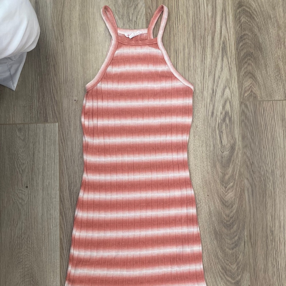 Coral & White striped racerback dress